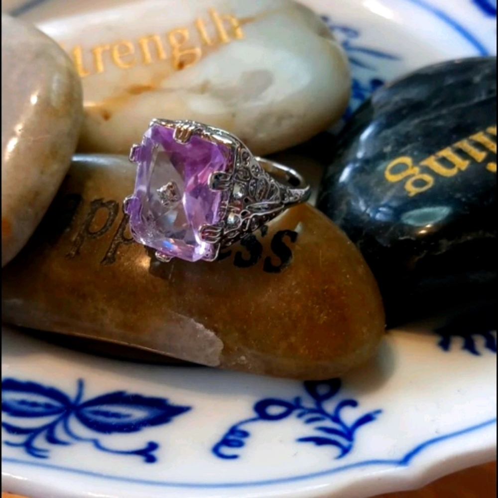 😘Art Deco Antique Style Amethyst Ring Size 7